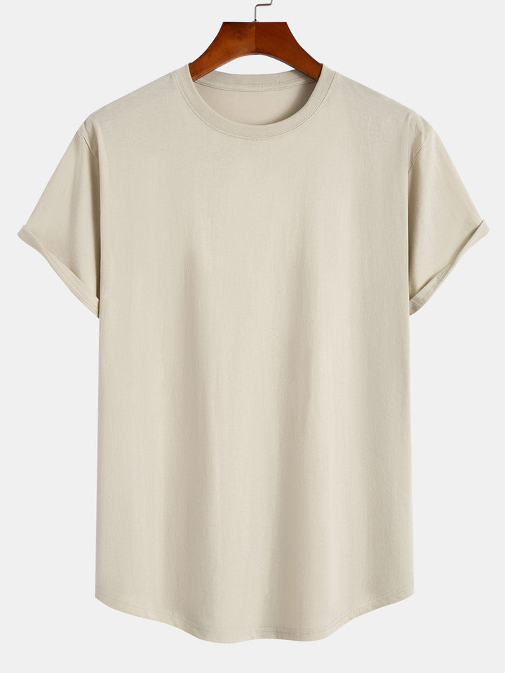 Basic Cotton T-shirt with Curved Hem