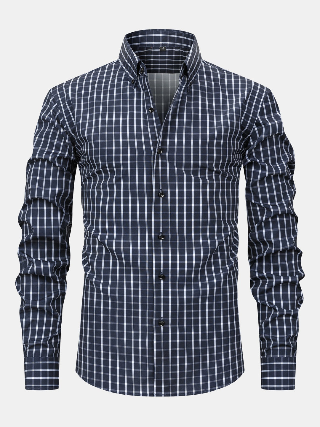 Long Sleeve Checkered Shirt with Buttons & Straight Leg Elastic Waist Pants