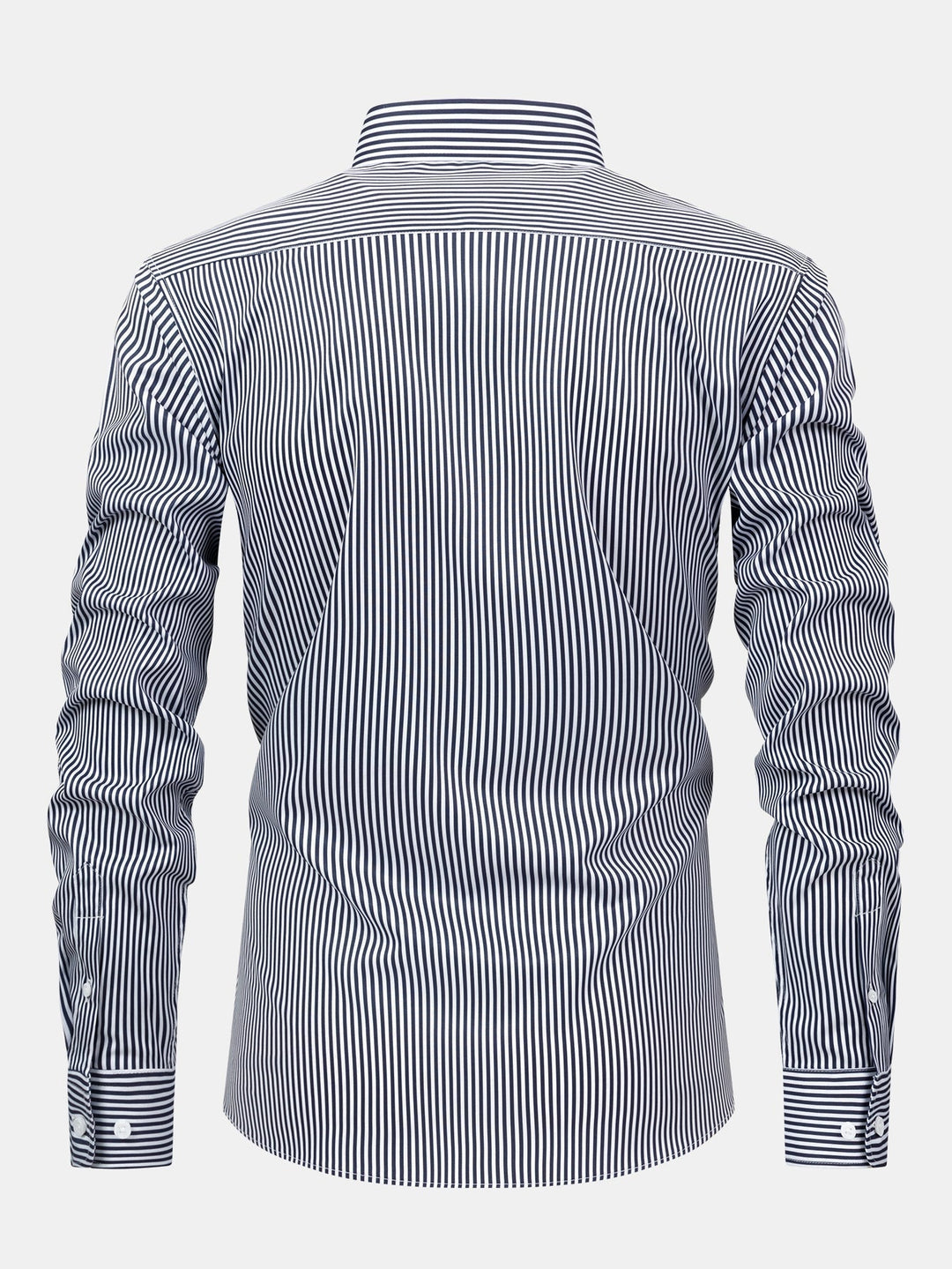 Long Sleeve Striped Shirt with Buttons & Elastic Waist Straight Pants
