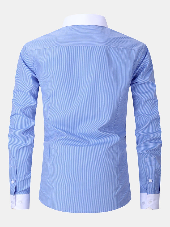 Striped Contrast Collar Dress Shirt