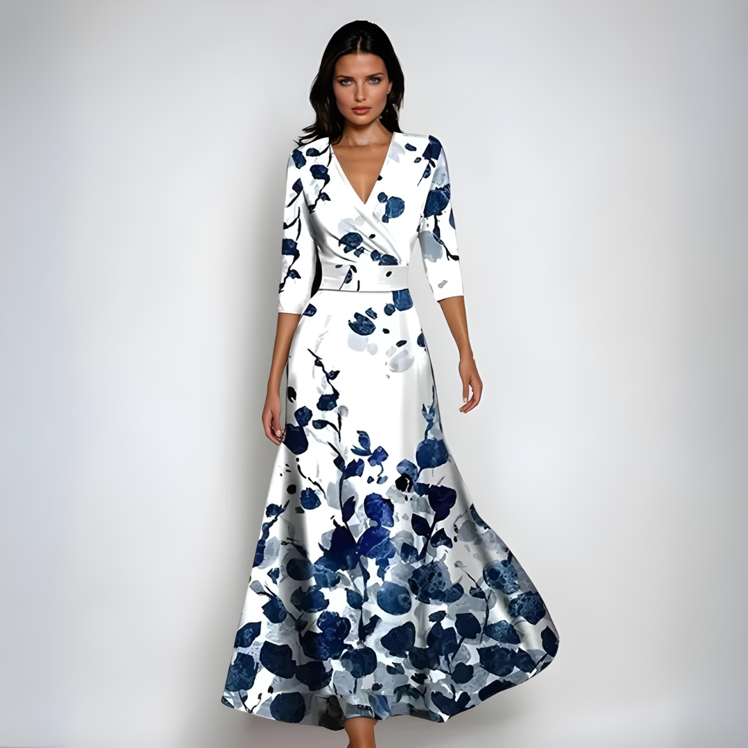 Janoa™ | Elegant Floral Wrap Maxi Dress