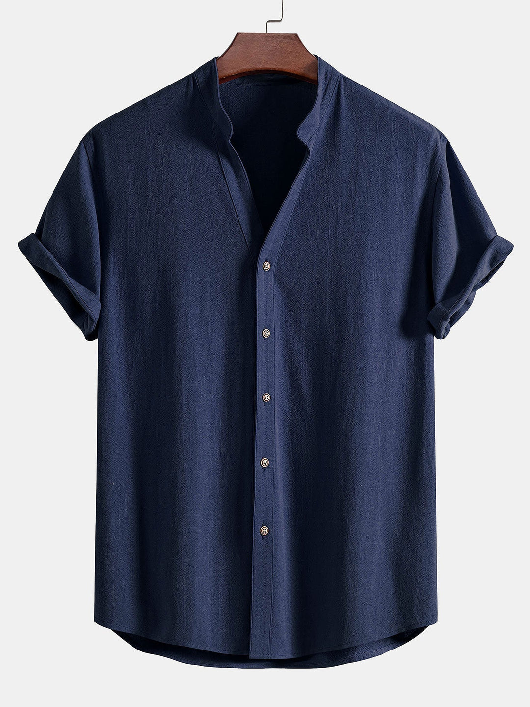 Linen and Rayon Blend V-Neck Shirt & Straight Leg Linen Pants