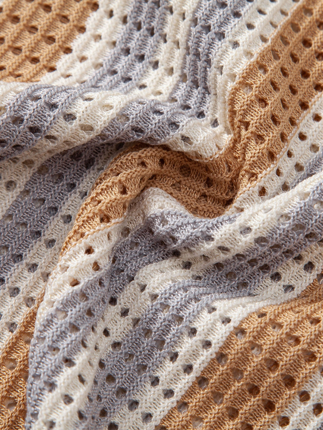 Striped Eyelet Crochet Shirt