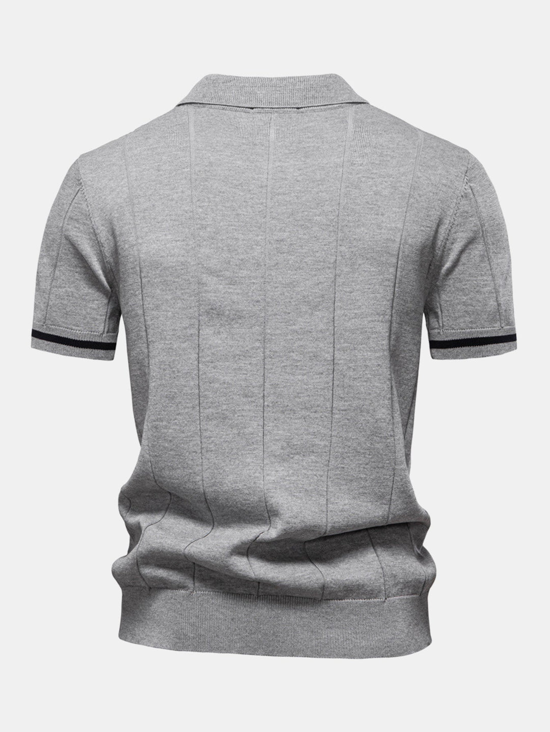 Knitted Polo with Zipper and Contrast Trim