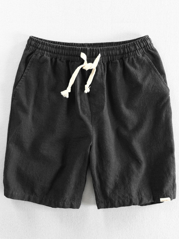 Cotton-Linen Blend Drawstring Shorts