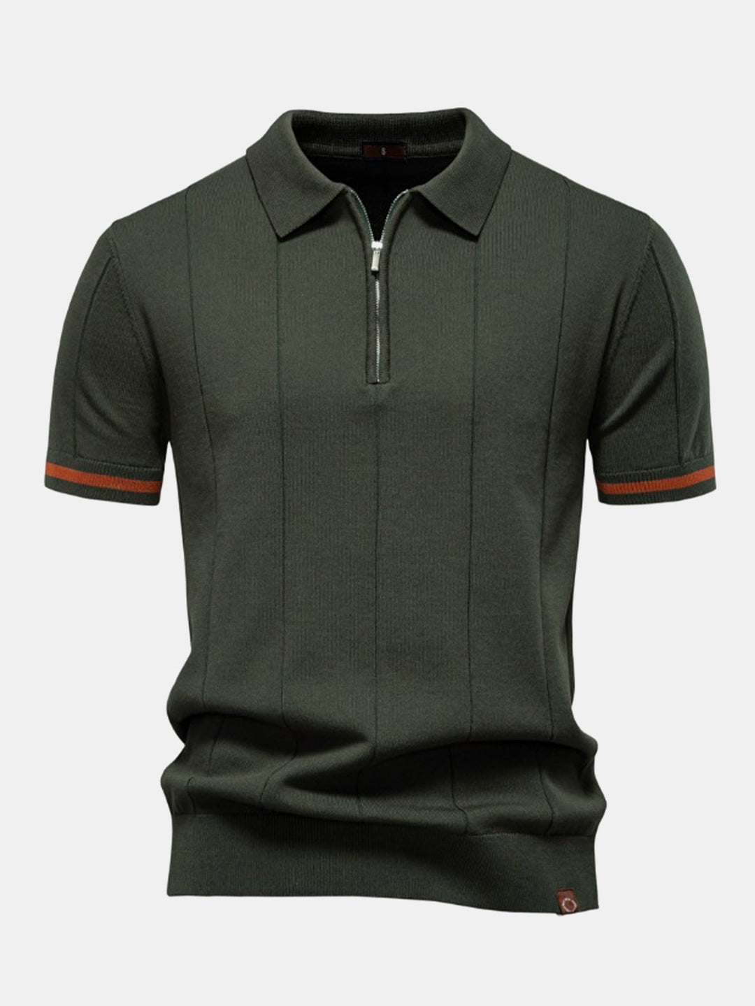 Knitted Polo with Zipper and Contrast Trim