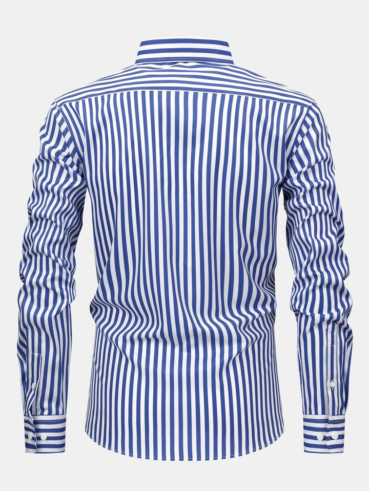 Long Sleeve Striped Shirt with Buttons & Slim Fit Tapered Pants