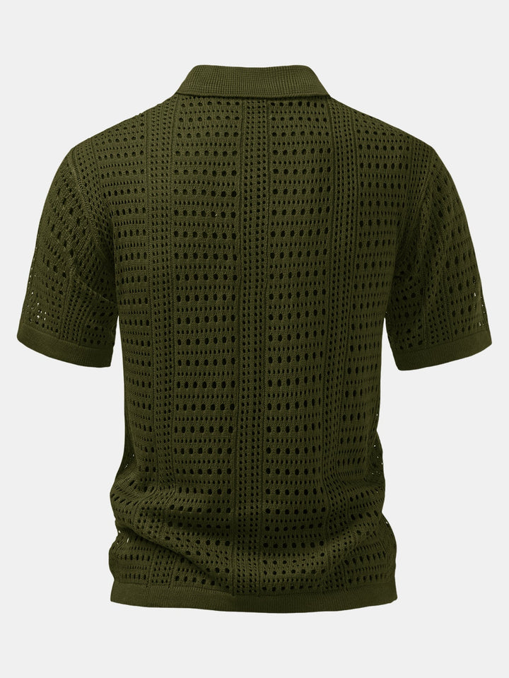 V-Neck Polo Shirt with Hook