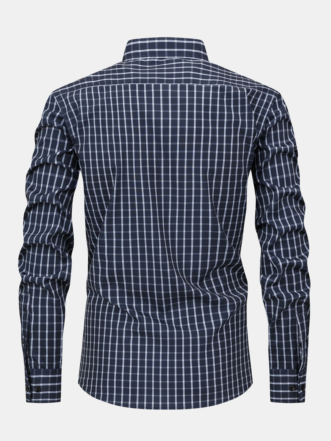 Long Sleeve Checkered Shirt with Buttons & Straight Leg Elastic Waist Pants