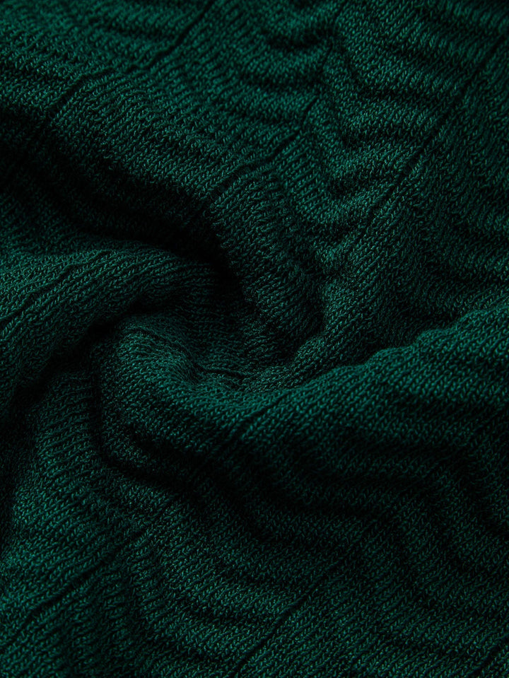 Textured Knit V-Neck Polo