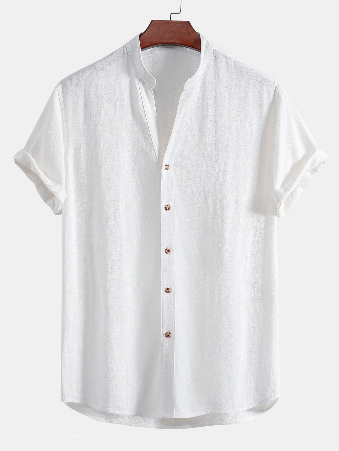 Linen and Rayon Blend V-Neck Shirt & Straight Leg Linen Pants