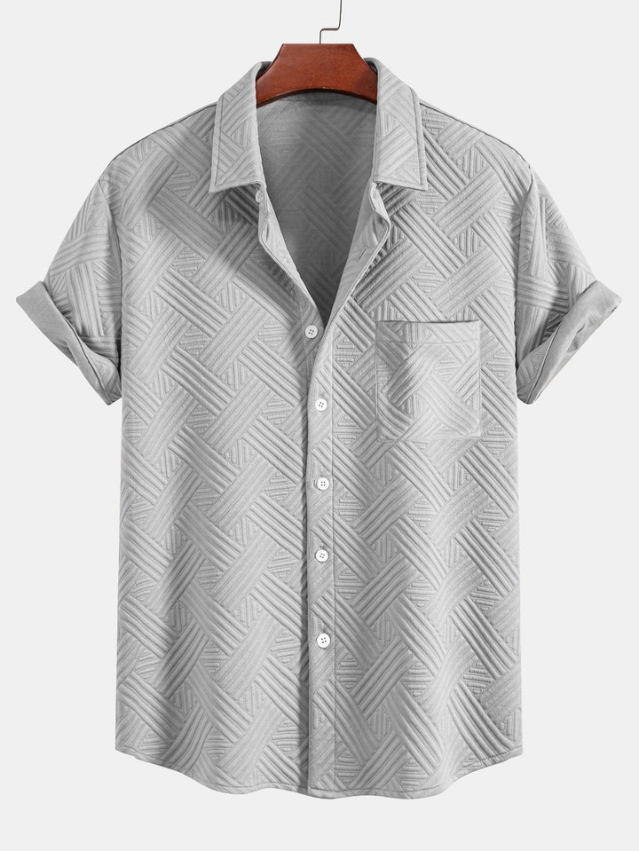 Striped Jacquard Button-Up Shirt & Drawstring Shorts