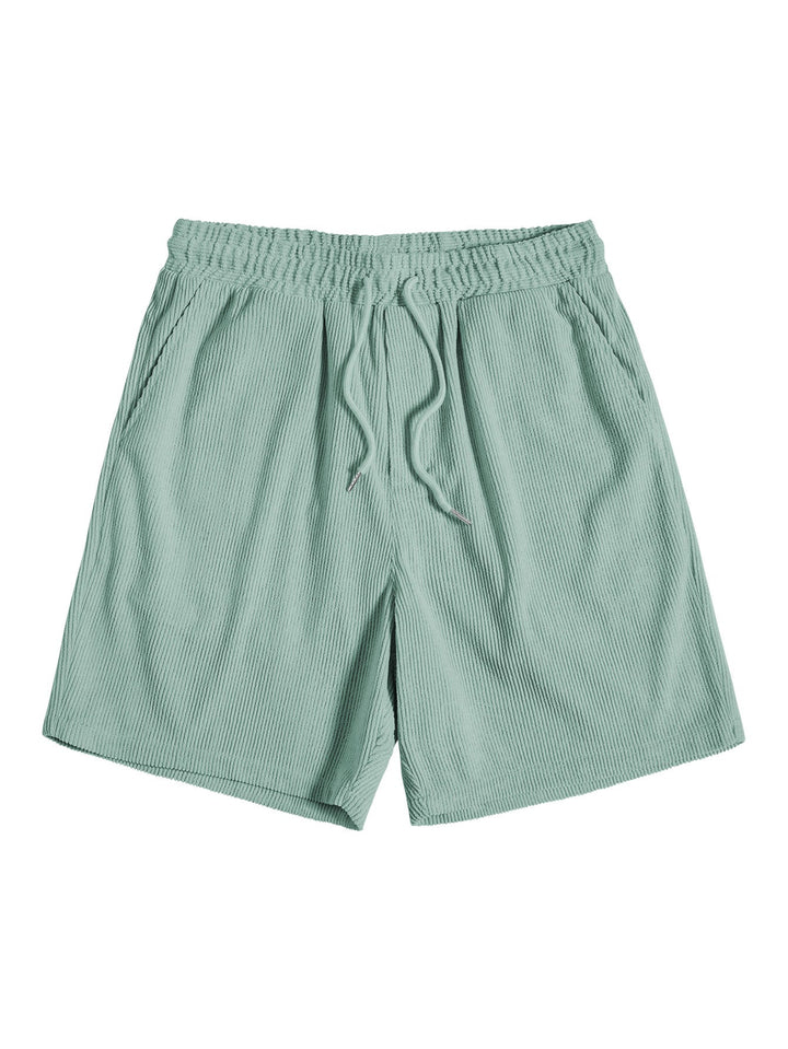 Short Sleeve Corduroy Shirt with Buttons and Shorts
