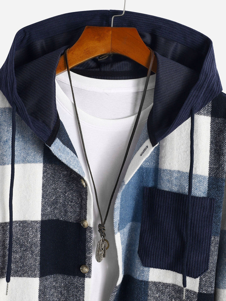 Flannel Patchwork Hoodie in Relaxed Fit & Straight Corduroy Pants