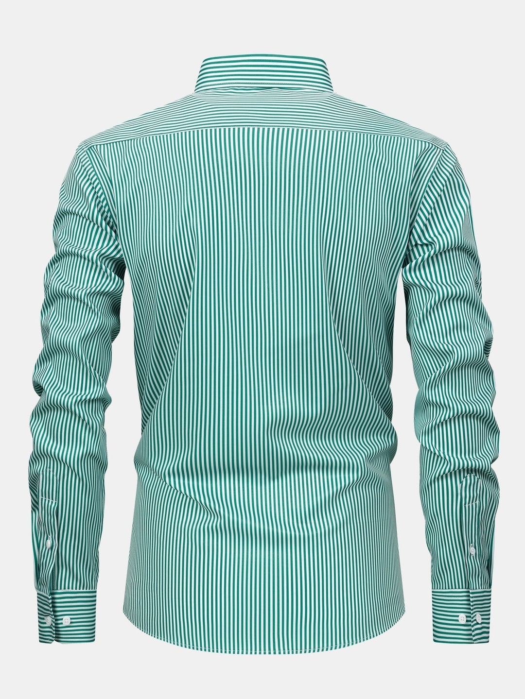 Long Sleeve Striped Shirt with Buttons & Elastic Waist Straight Pants