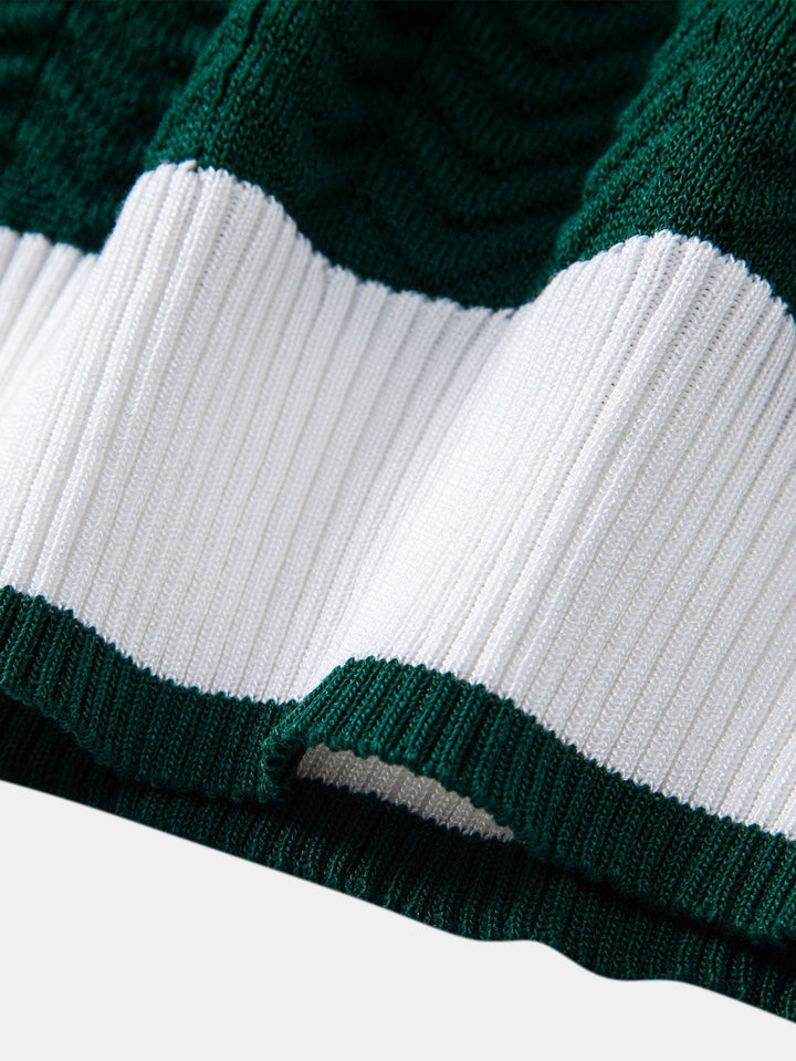 Textured Knit V-Neck Polo
