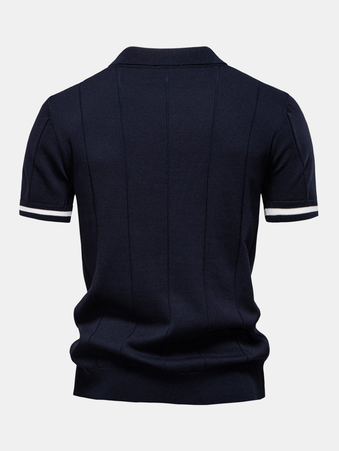 Knitted Polo with Zipper and Contrast Trim