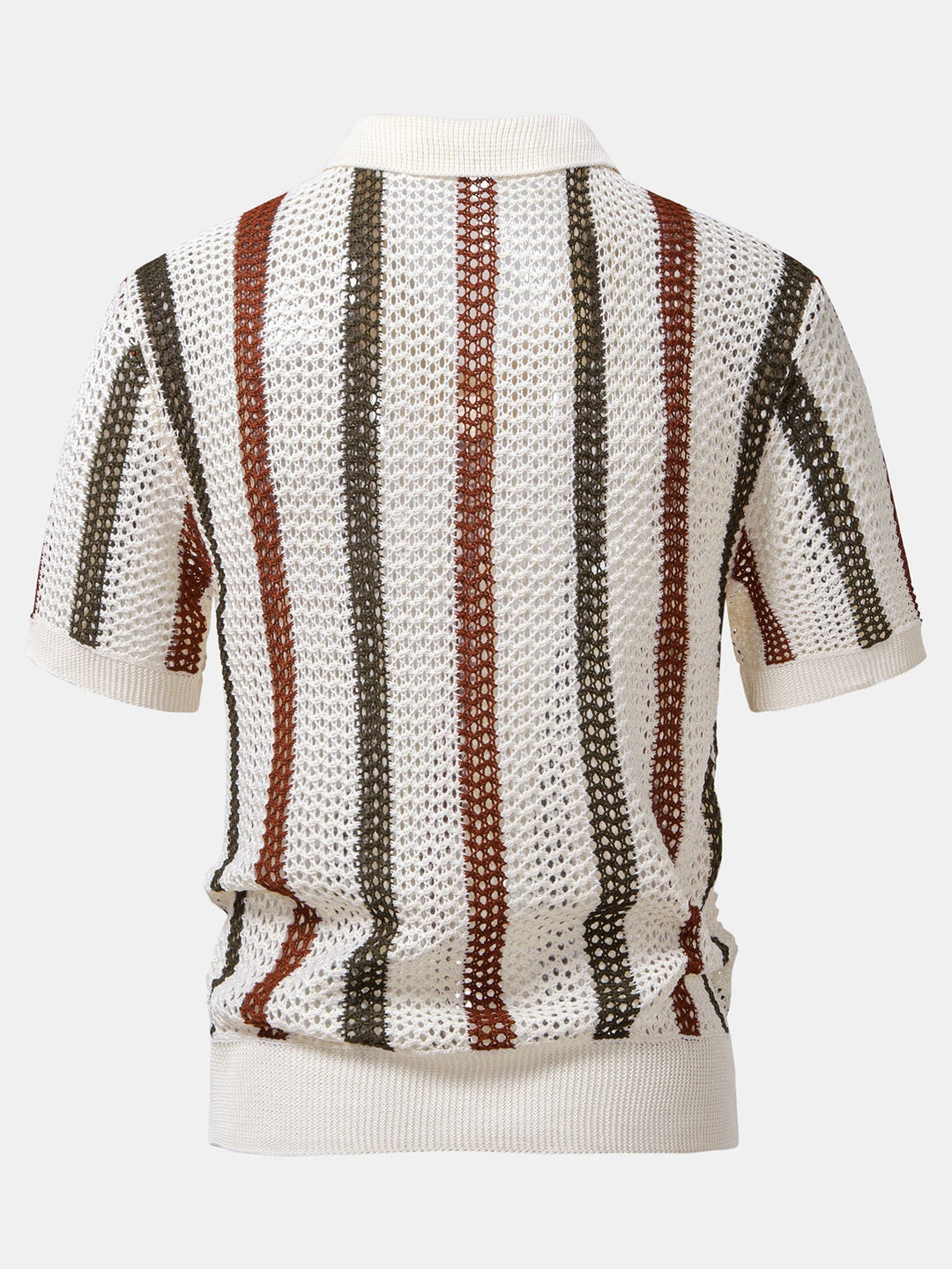 Striped Crochet Polo with V-Neck & Straight Leg Linen Pants