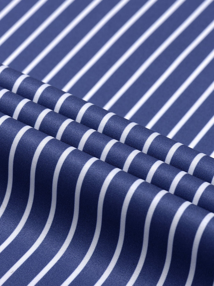 Long Sleeve Striped Shirt with Buttons & Straight Leg Elastic Waist Pants