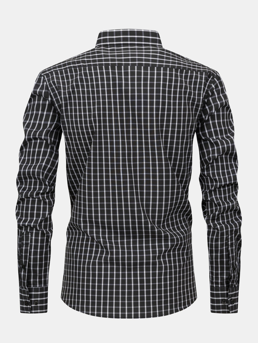 Long Sleeve Checkered Shirt with Buttons & Straight Leg Elastic Waist Pants