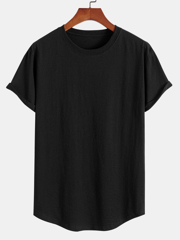 Basic Cotton T-shirt with Curved Hem