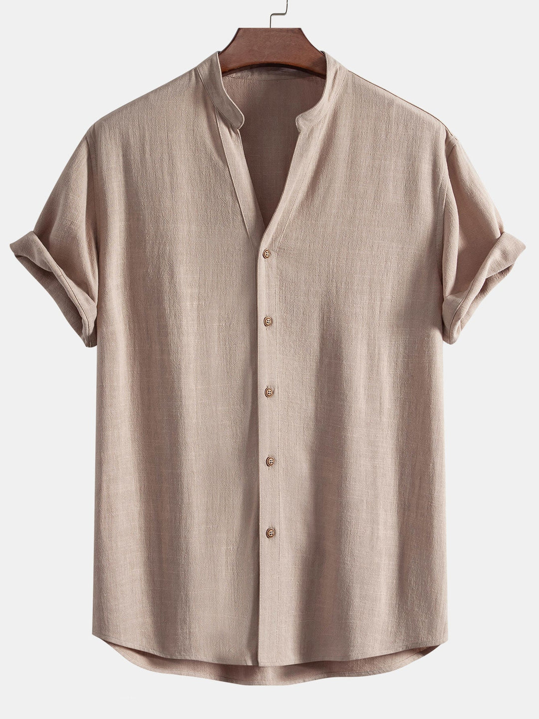 Linen and Rayon Blend V-Neck Shirt & Straight Leg Linen Pants