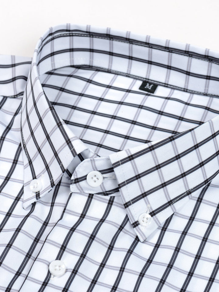 Long Sleeve Checkered Shirt with Buttons & Straight Leg Elastic Waist Pants