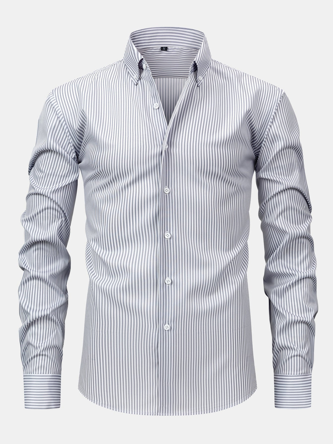 Long Sleeve Striped Shirt with Buttons & Elastic Waist Straight Pants
