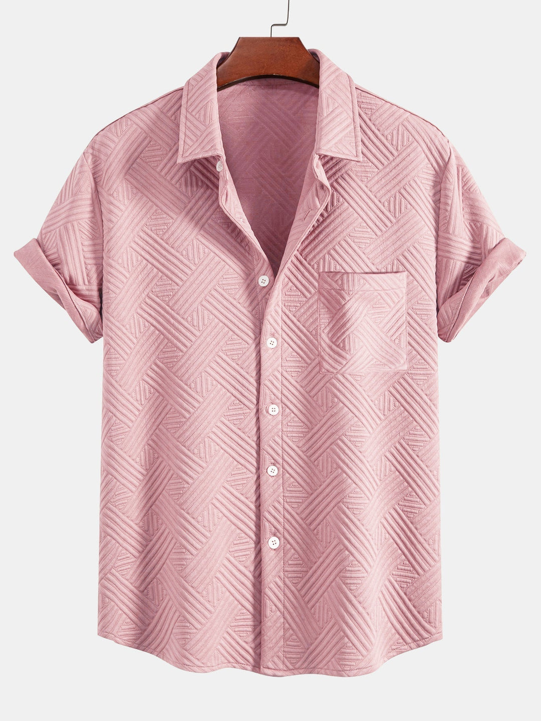 Striped Jacquard Button-Up Shirt & Drawstring Shorts
