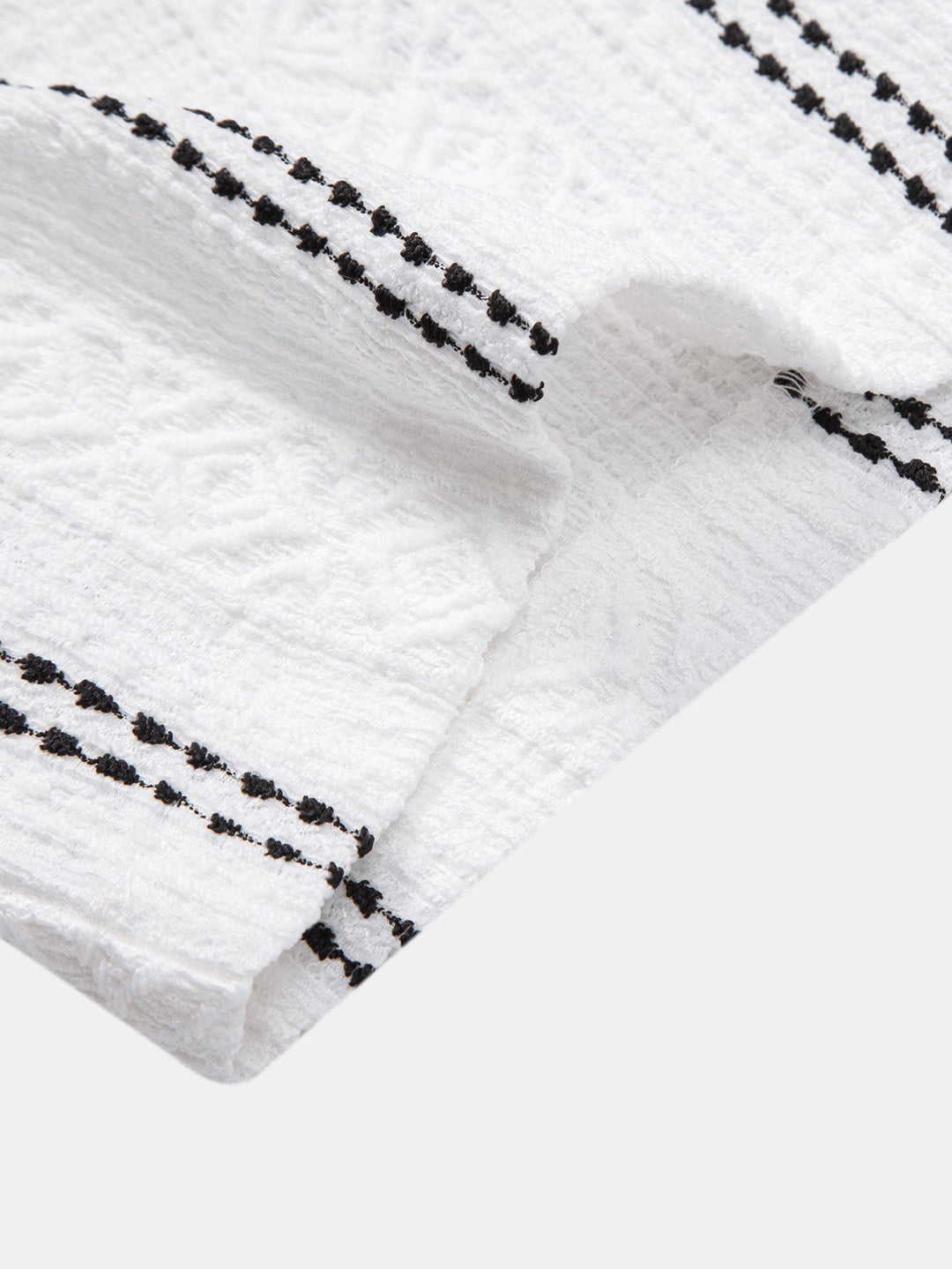 Geometric Stripe Jacquard Button-Up Shirt & Straight Leg Linen Pants