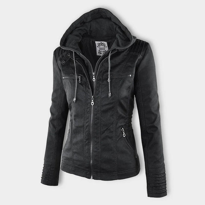 Sienna™ | Faux Leather Jacket with Hood