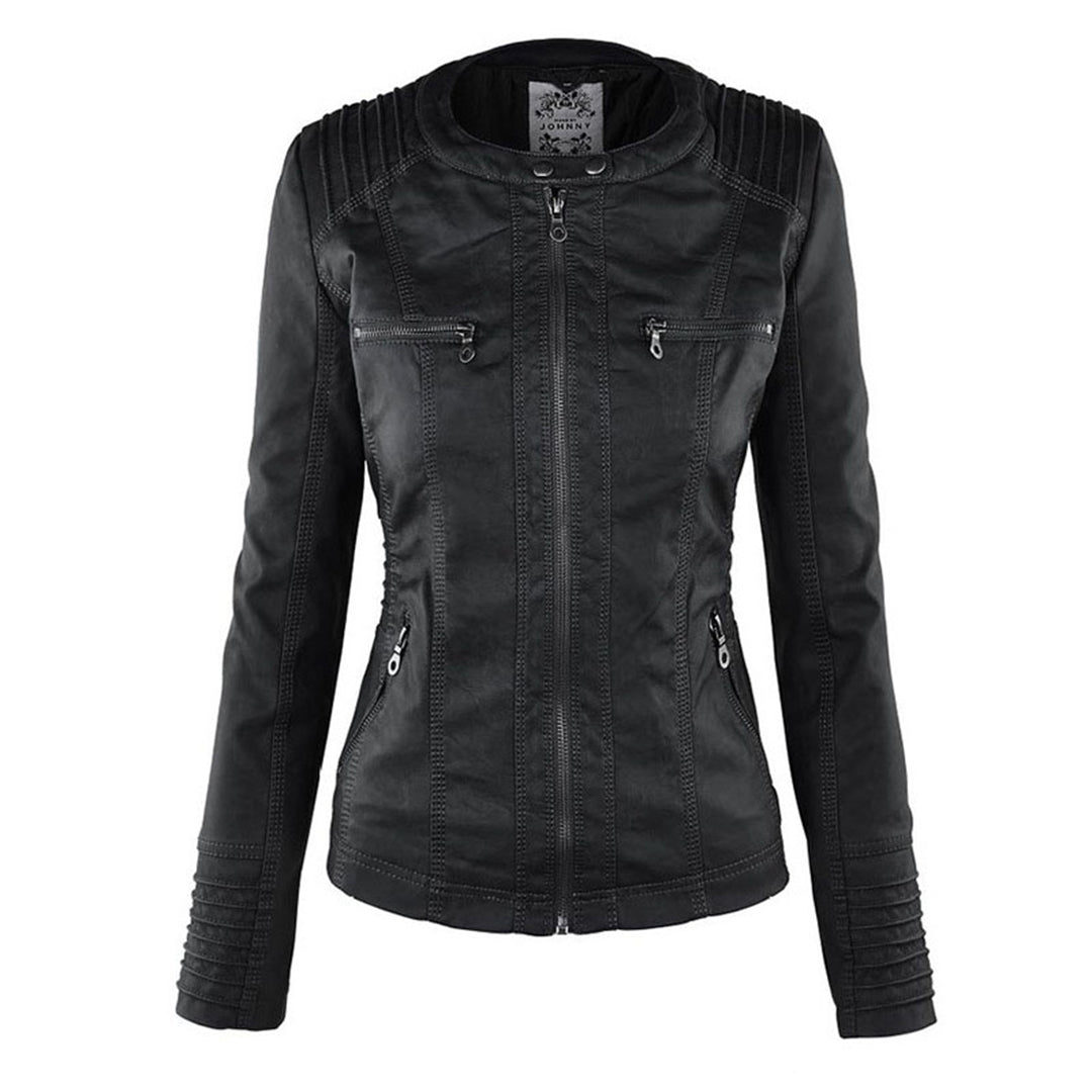 Sienna™ | Faux Leather Jacket with Hood