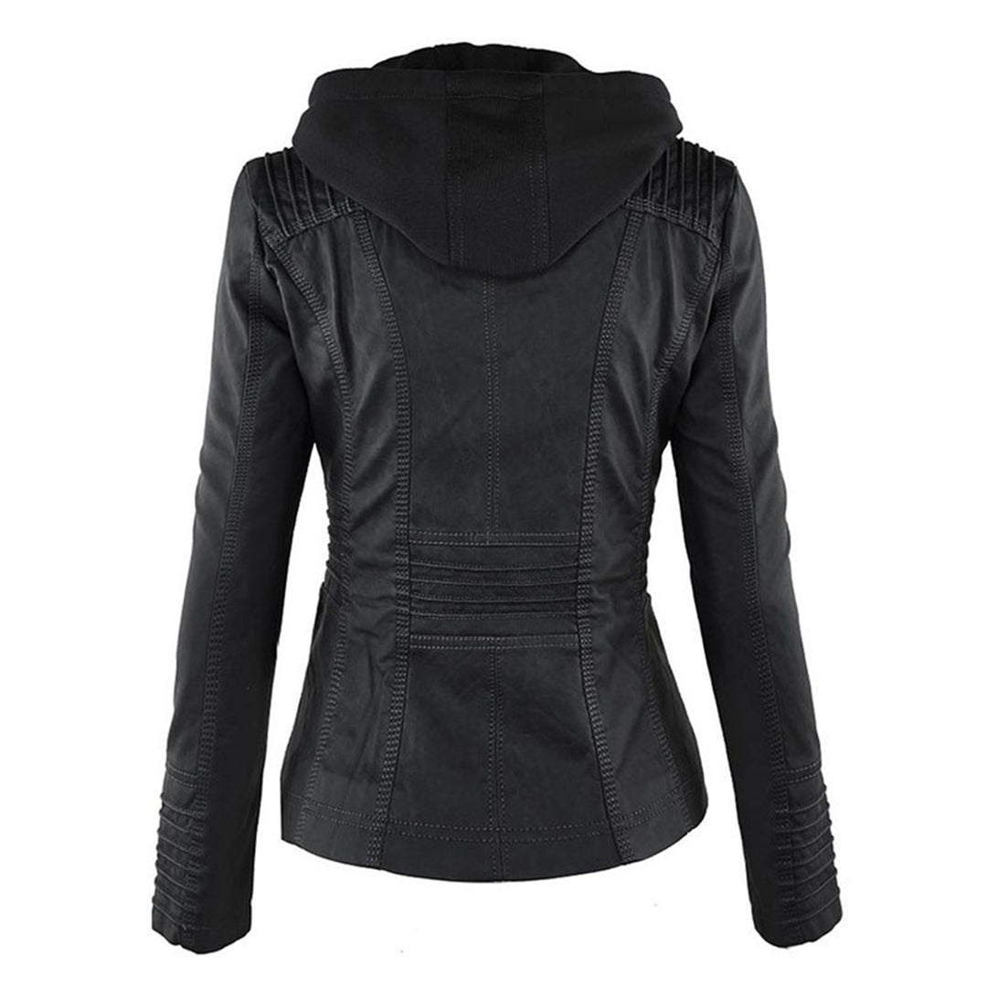 Sienna™ | Faux Leather Jacket with Hood