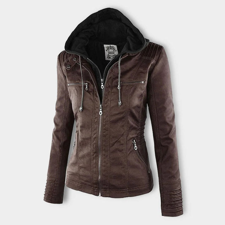 Sienna™ | Faux Leather Jacket with Hood
