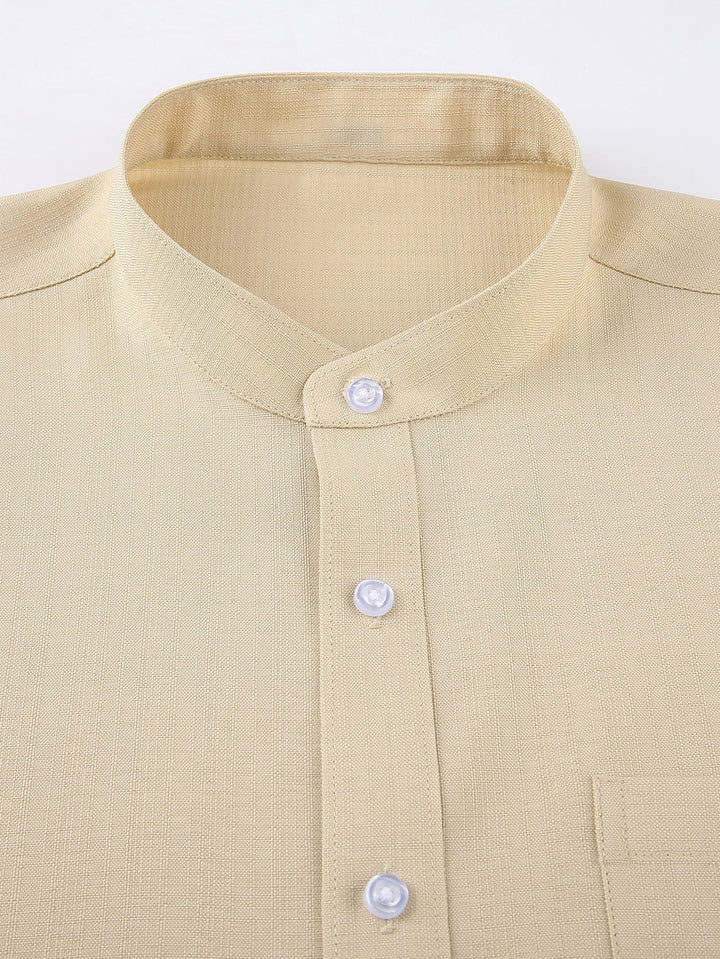 Textured Shirt with High Collar and Long Sleeves