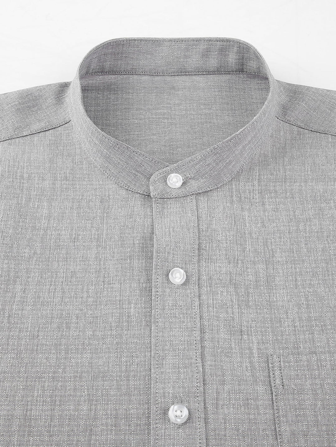 Textured Shirt with High Collar and Long Sleeves