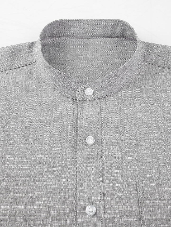 Textured Shirt with High Collar and Long Sleeves
