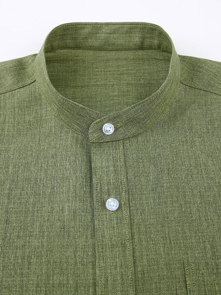 Textured Shirt with High Collar and Long Sleeves
