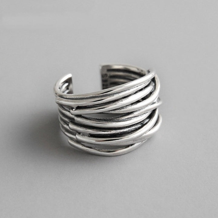 Silver Stacking Ring with Adjustable Fit