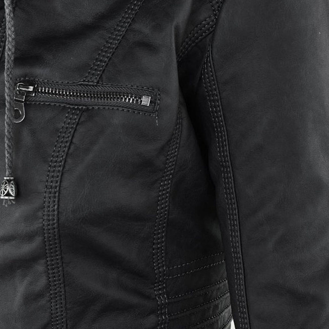 Sienna™ | Faux Leather Jacket with Hood