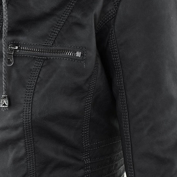 Sienna™ | Faux Leather Jacket with Hood