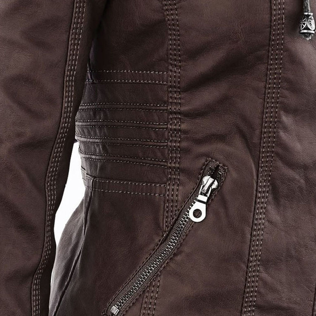Sienna™ | Faux Leather Jacket with Hood
