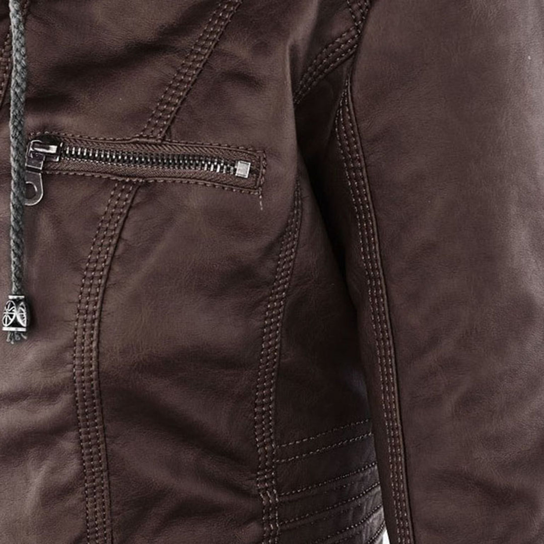 Sienna™ | Faux Leather Jacket with Hood
