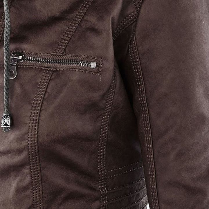 Sienna™ | Faux Leather Jacket with Hood