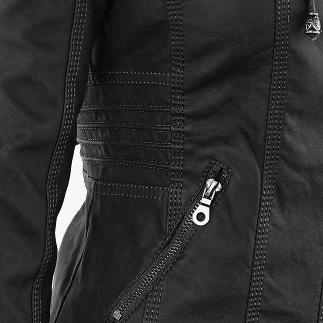 Sienna™ | Faux Leather Jacket with Hood