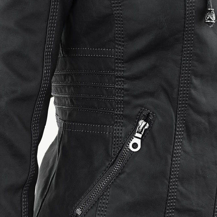 Sienna™ | Faux Leather Jacket with Hood