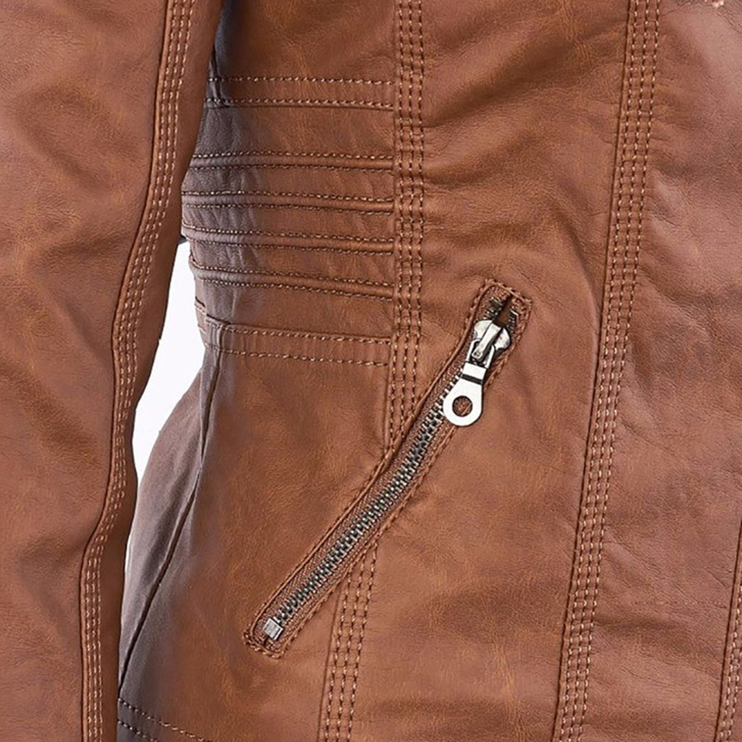 Sienna™ | Faux Leather Jacket with Hood