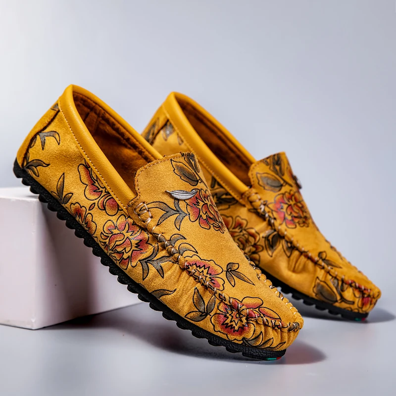 Leather Floral Loafers
