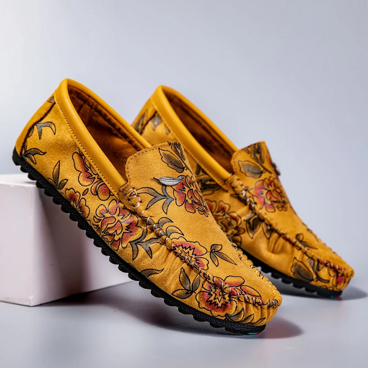 Leather Floral Loafers
