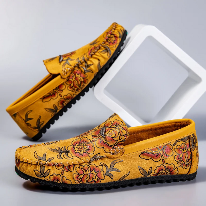 Leather Floral Loafers